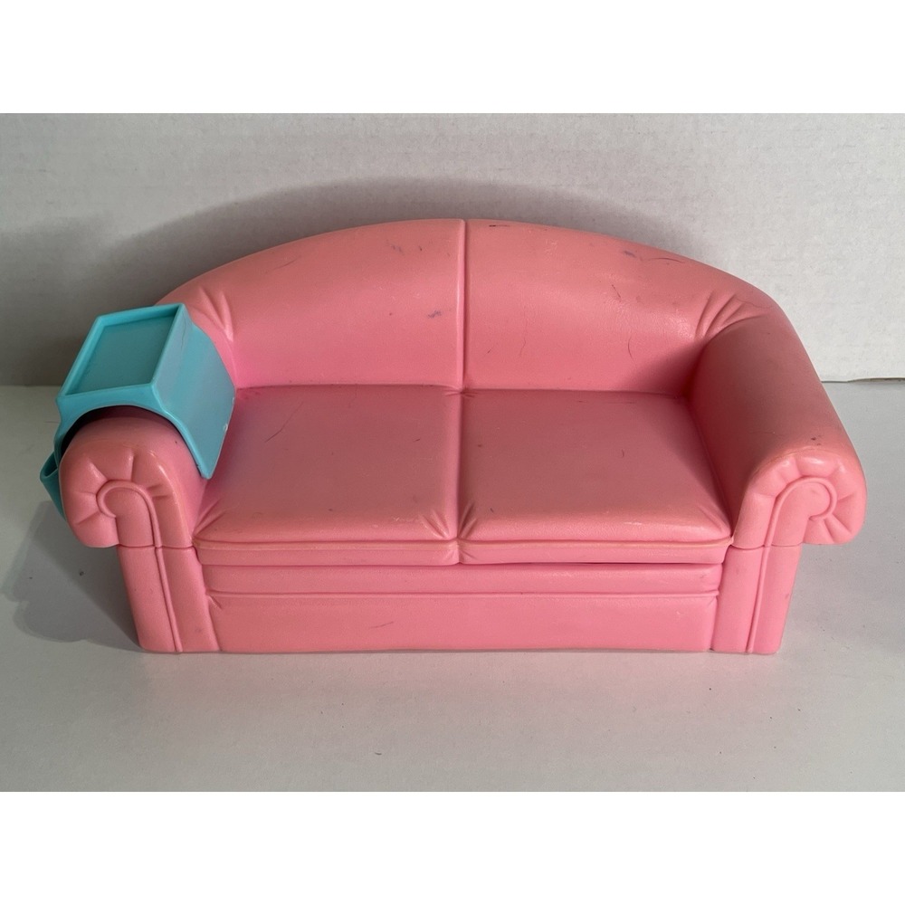 VTG Barbie Pink Loveseat/ Couch With Side Remote Holder Mattel 1994